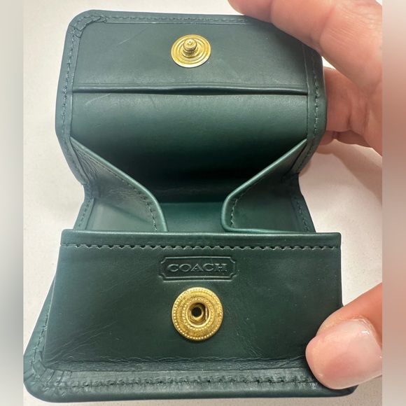 COACH VINTAGE RARE ORIGAMI SNAP POCKET COIN POUCH Hunter Green - Picture 1 of 7